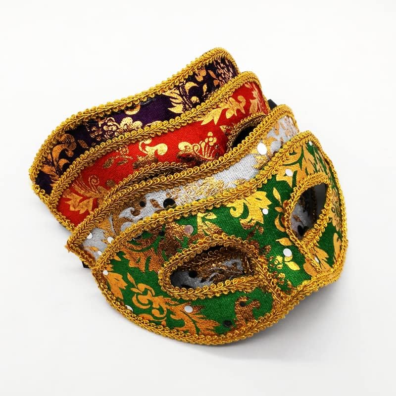 Miniatura 4 de Hiawbon Juego de 14 máscaras venecianas unisex retro máscara de mascarada para Halloween, carnaval, suministros de fiesta, talla única