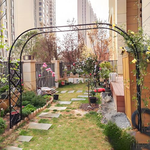 Rose Garden Arch Metal Arbor Wedding Archway, Wide 4.5' 7.2'