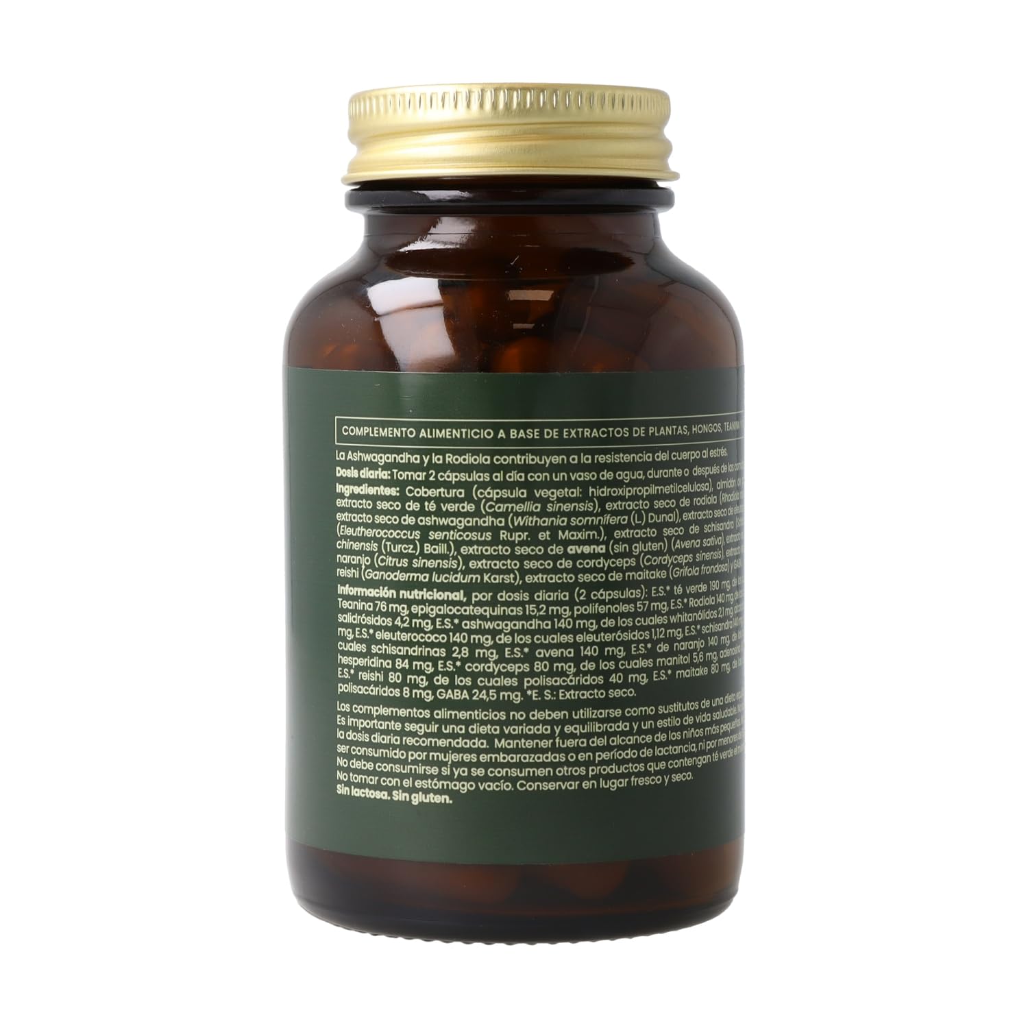 Stress - Ashwagandha, Rodiola, GABA y Hongos Medicinales | 60 cápsulas | Naturitas Essentials | Ashwagandha + Rodiola + GABA | Fórmula adaptógena anti-estrés | Fitoterapia
