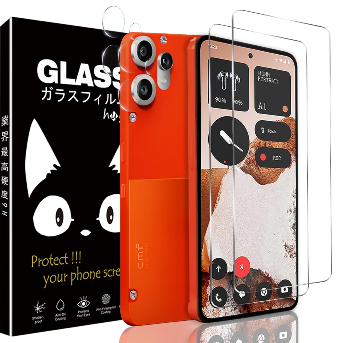 Nothing CMF Phone 2 Proフィルム【2枚ガラスフィルム+2枚レンズ保護】 指紋防止 Nothing CMF Phone 2 Pro保護フィルム 高感度 高透過率 Nothing CMF Phone 2 Pro 用の 保護フィルム 貼り付け簡単 衝撃吸収 干渉しない