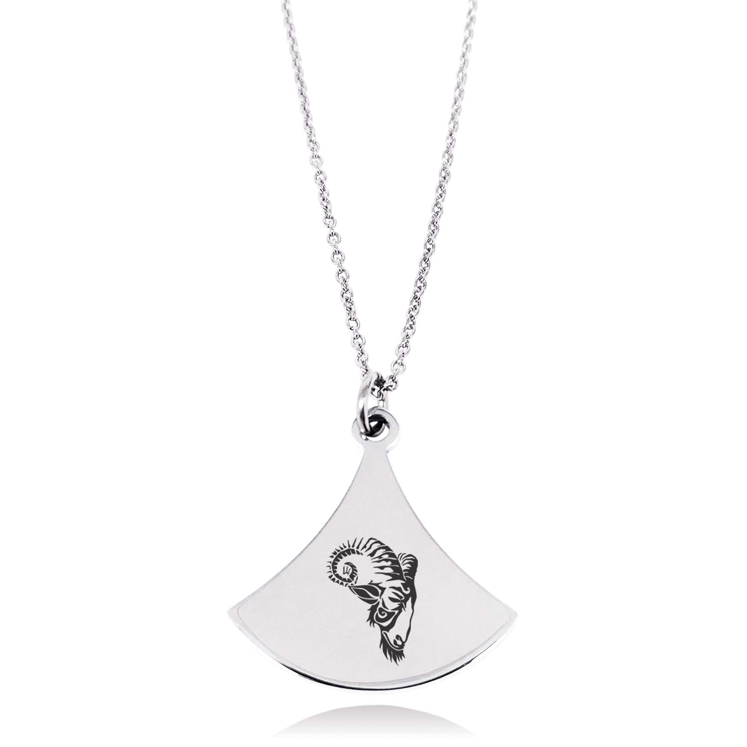 Stainless Steel Celestial Satyr Goat Pendulum Curved Triangle Charm Pendant Necklace