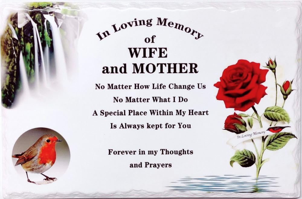 In Memoriam Tile Plaque - In loving memory of WIFE and MOTHER