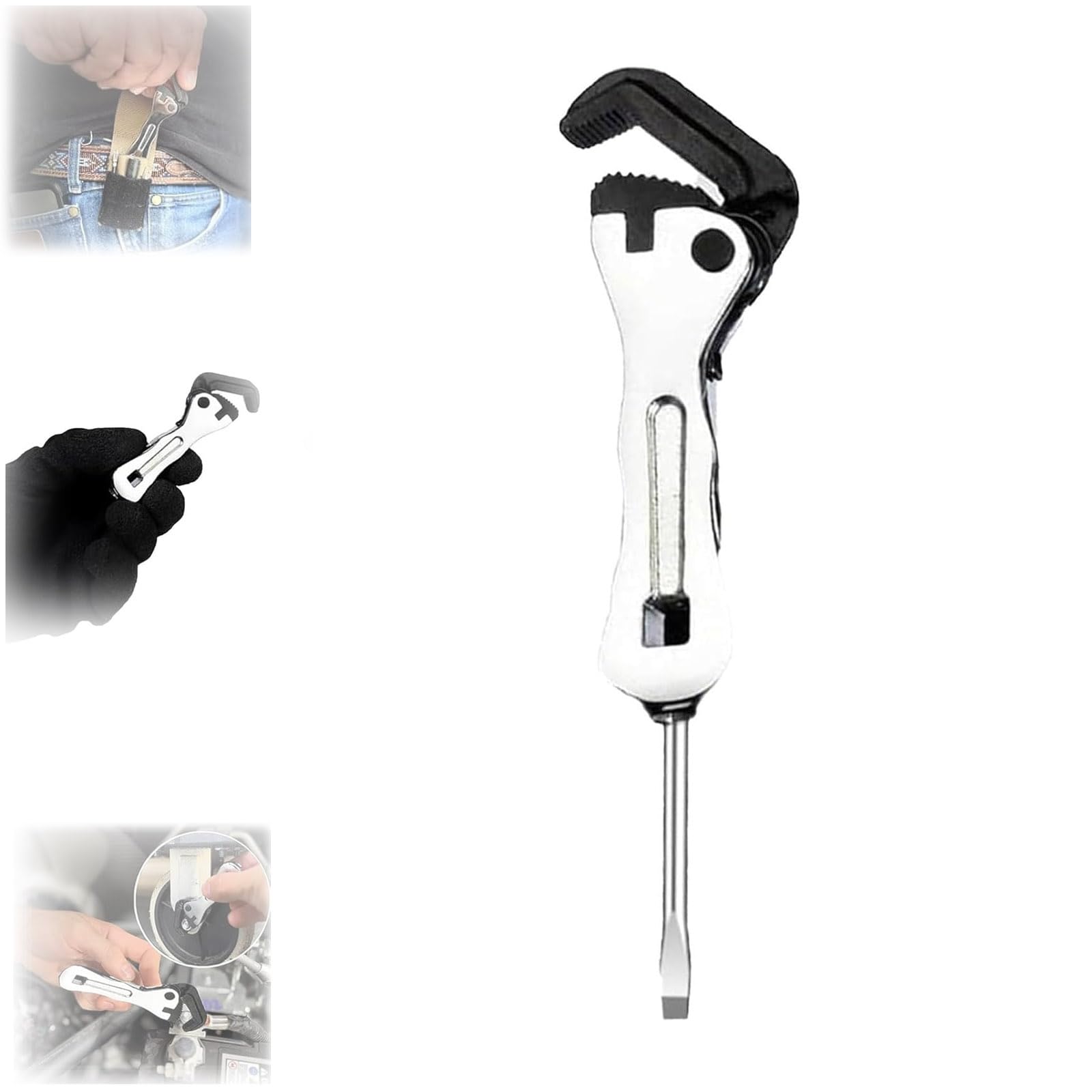 The Micro Stubby, Micro Stubby Pipe Vise Wrench, Micro Self Adjusting Wrench, 2 In 1 Wrench Tool for Tight Spaces, The Micro Stubby Sw72-19, Portable Multifunctional Wrench, Universal Size (1pc)