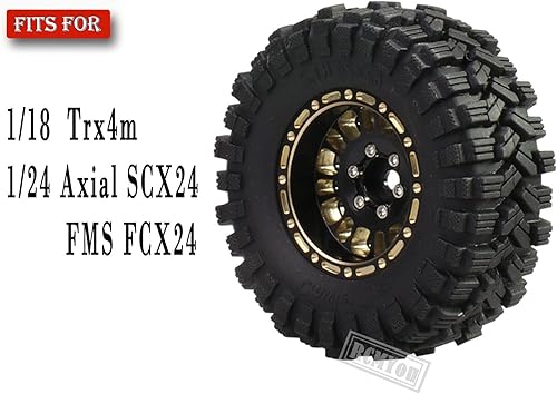 Miniatura 2 de Rc Ruedas de 1.2 pulgadas para 118 124 Trx4m Axial SCX24 FMSFCX24, RC Crawler Car 4 piezas (1.2 pulgadas) Ruedas Neumáticos, Negro