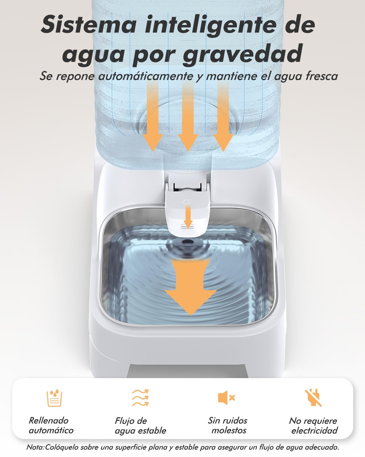 8L Bebedero Gatos por Gravedad con Grifo Patentado, Comedero Gato automático con Filtro y Base Ajustable, Boca Ancha para fácil Limpieza, Materiales Aptos para Alimentos