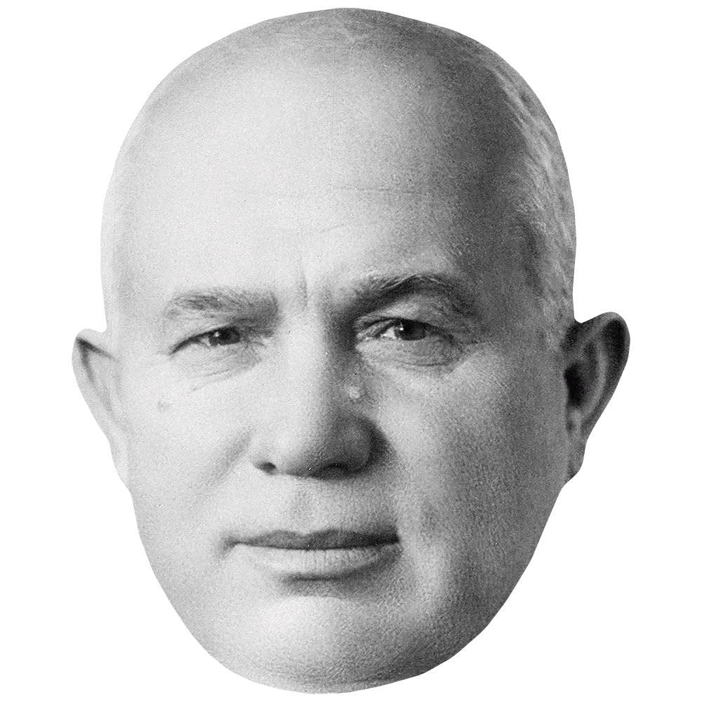Nikita Khrushchev (BW) Celebrity Mask, Flat Card Face, Fancy Dress Mask
