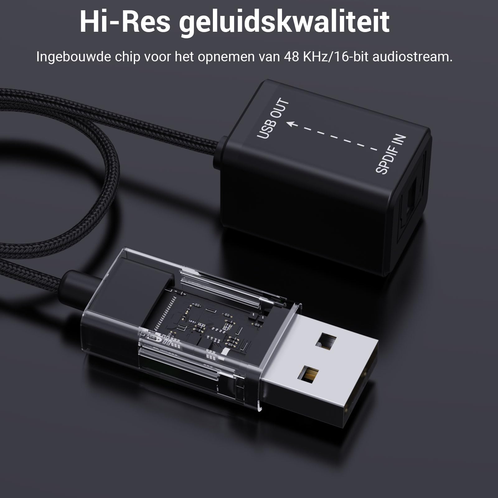 Cubilux USB A SPDIF Invoeradapter Voor PC - Toslink Naar USB Ontvanger Voor Stereo Opname
