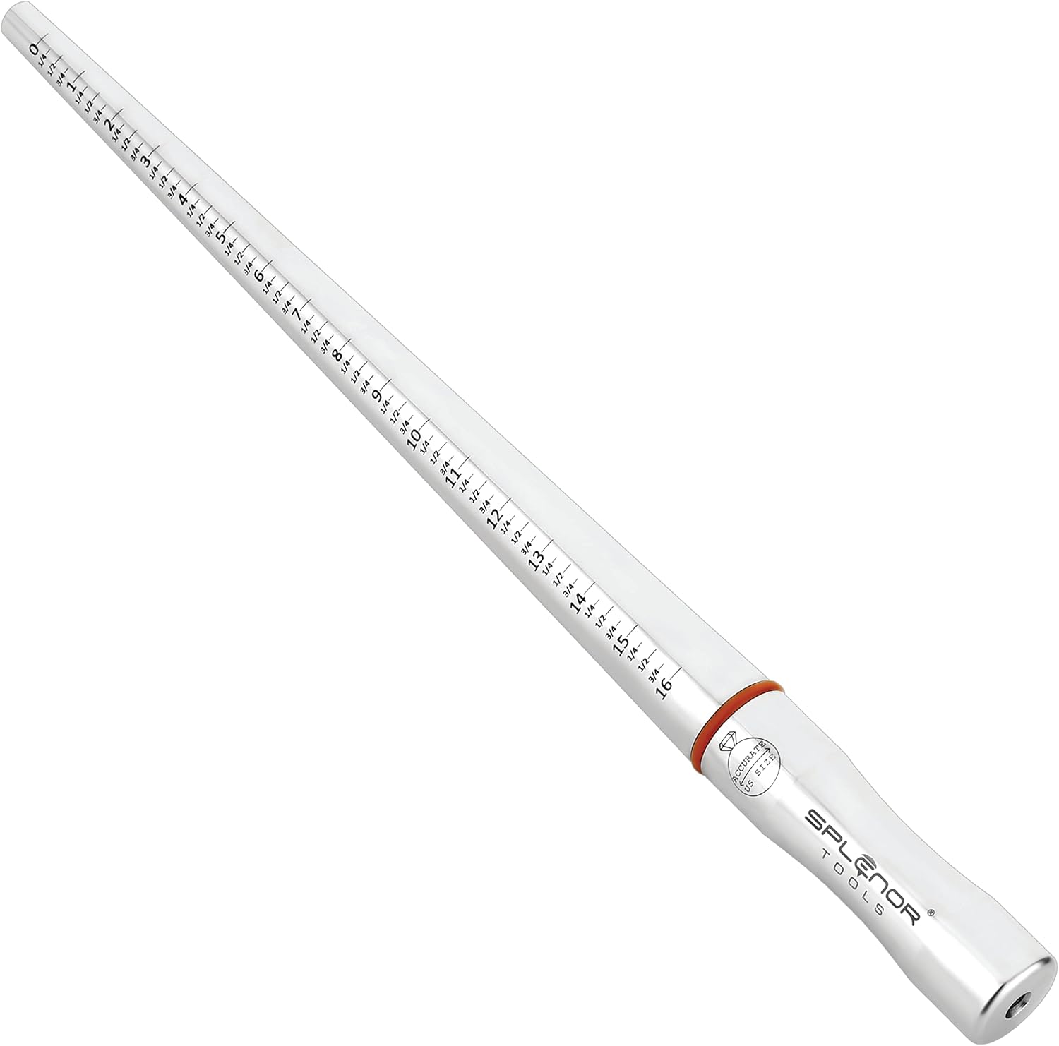 Splenor Tools 14" Solid Stainless Steel Un-grooved Ring Mandrel - for Measuring & Forming Rings - Jewelry Making Tool - Ring Sizer - Size (US 0-16 & UK A-Z6)