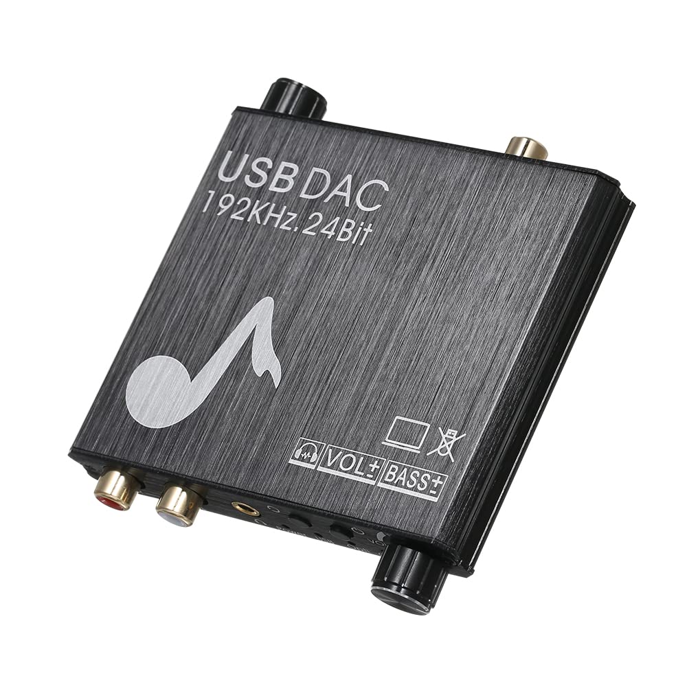 DAC Converter Digital to Analog Converter Support USB Sound Card 192KHz Sampling Rate with/Bass Adjustment Knob-image-25