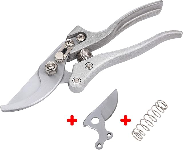 Secateurs, LINZI Bypass Pruning Shears 210mm with Extra Blade and Spring, SK-5 Steel Blades 15mm Cutting Capacity, Garden Manual Pruners Scissors for Branches and Twigs 651108