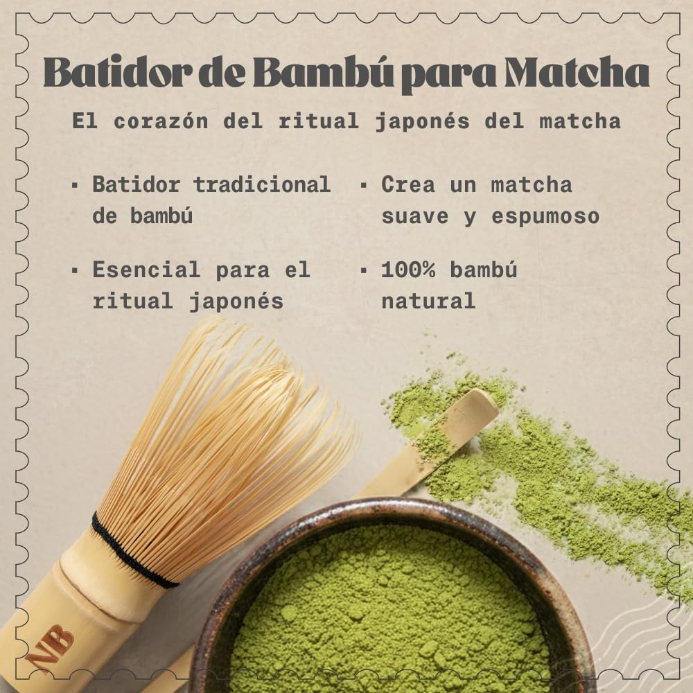 NaturaleBio Batidor de Bambú para Matcha NaturaleBio. Batidor tradicional de bambú (chasen). Bambú 100% natural, resistente y sostenible.