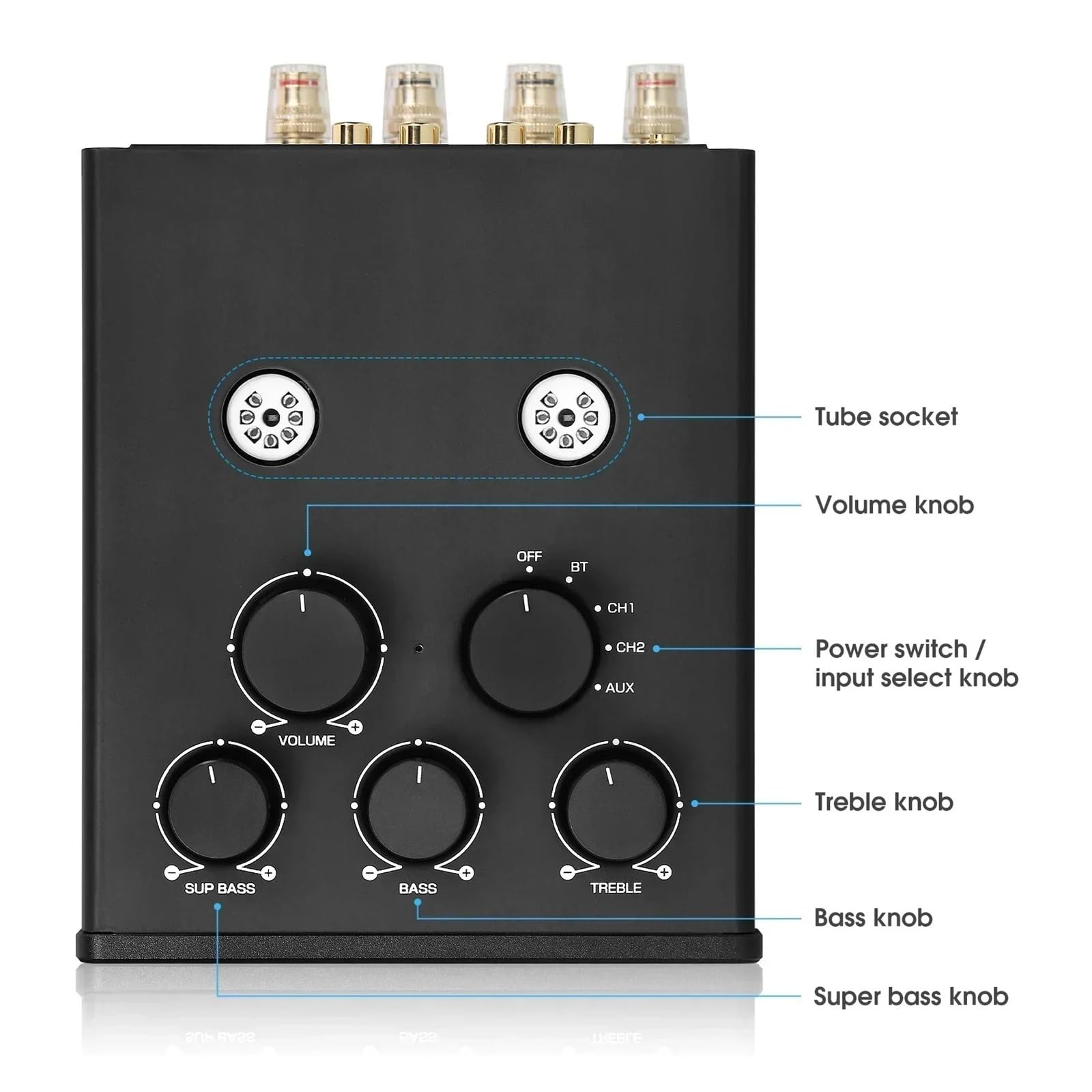 Wzmacniacz audio, T6PRO HIFI Wzmacniacz lampowy Bluetooth 300 W + z miernikiem VU do samodzielnego montażu