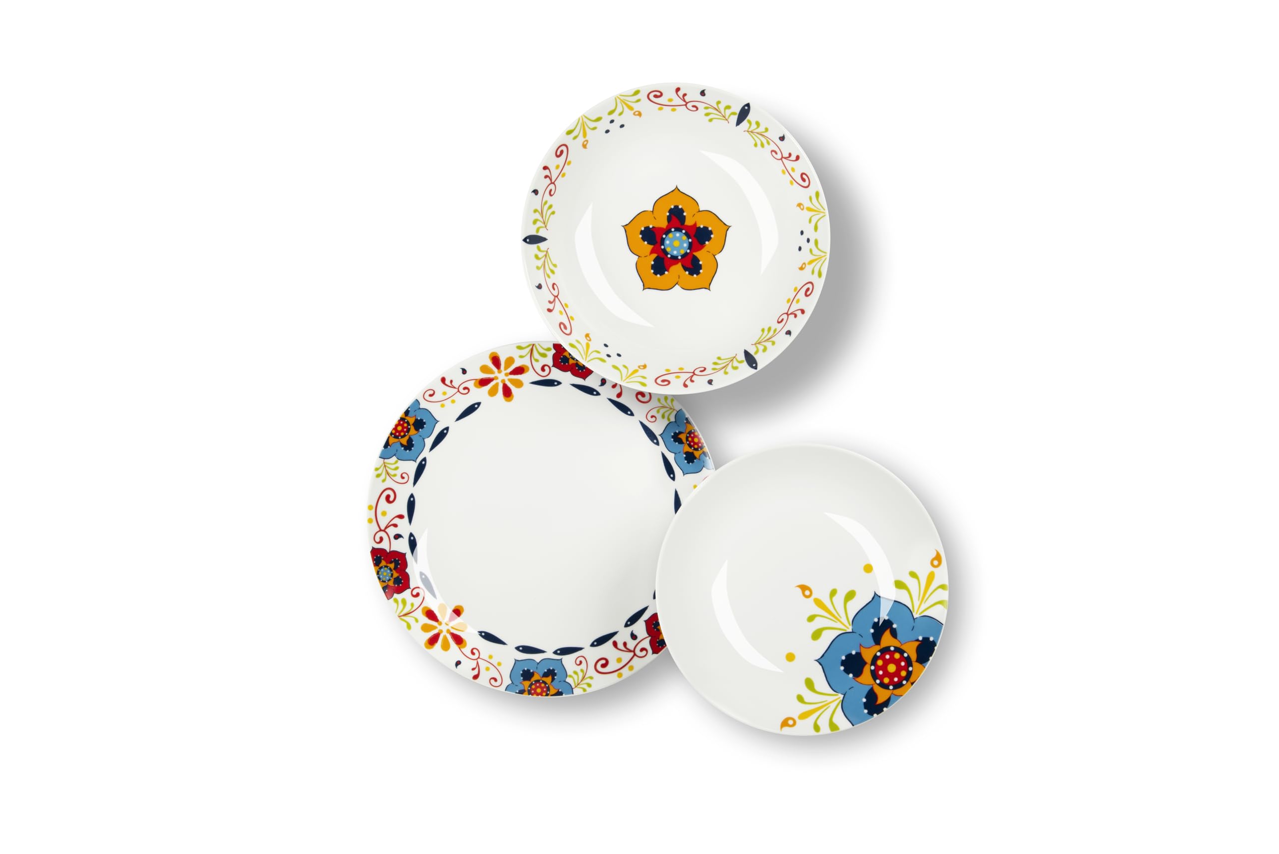 Excelsa Tex Mex Servizio Piatti 12 Pezzi, Porcellana, Set 4 Persone, Multicolore