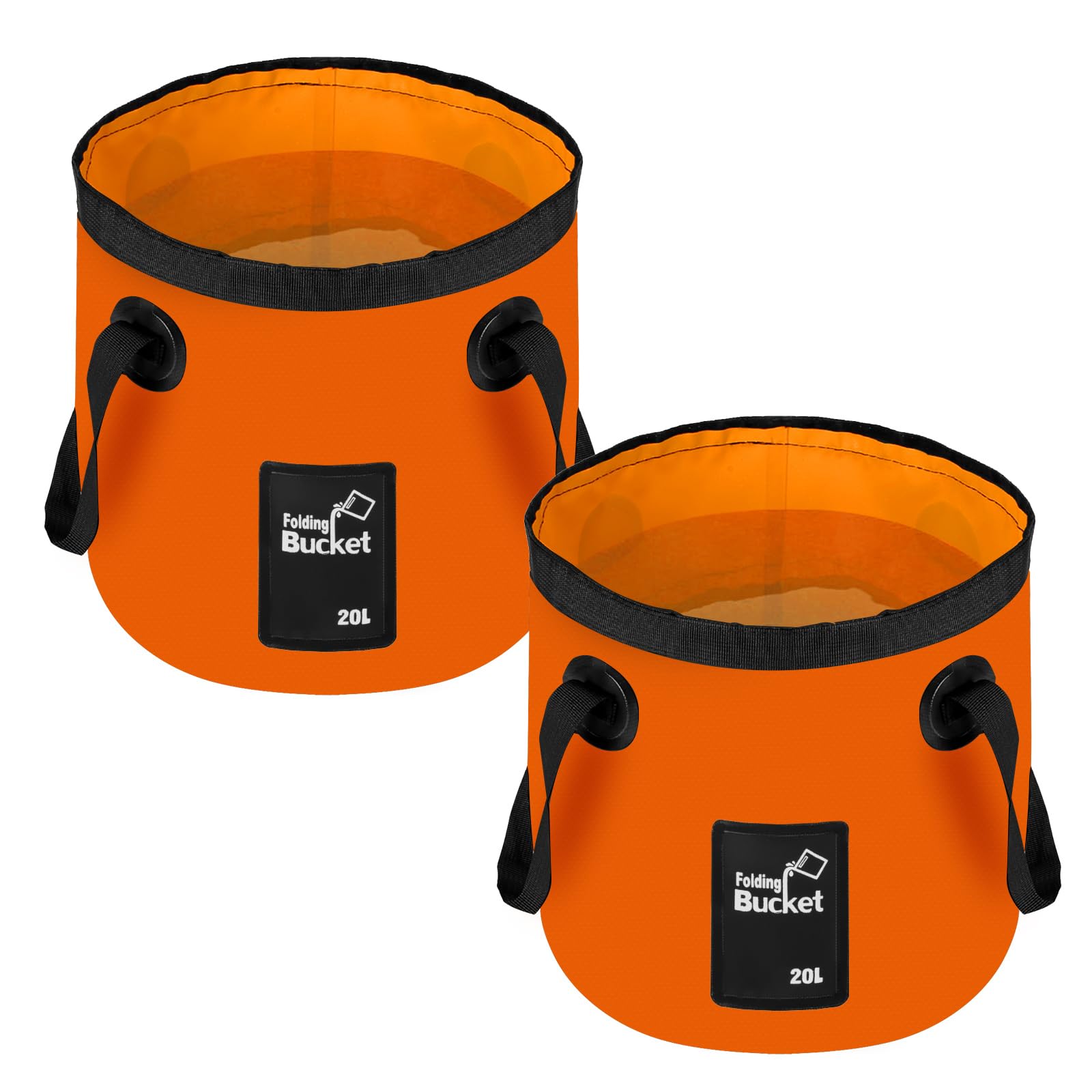 WOPPLXY 2 PCS Folding Bucket - 20L Collapsible Foldable Bucket - Orange Lightweight Portable Water Bucket for Outdoor, Camping, Fishing, Gardening, Car Washing