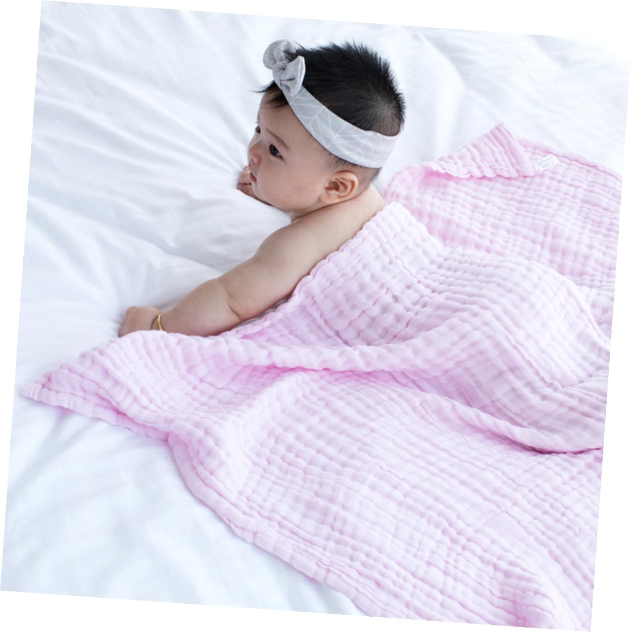 3 Stück Teiliges Babydecke aus Reiner Baumwolle Weiche Musselin Pucktücher in Rosa Gelb und Blau Atmungsaktiv Kuschelig und Vielseitig als Swaddle Empfangs Wickeldecke für