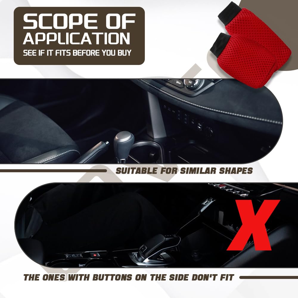 Set Copri Leva Cambio E Freno A Mano Auto, In Tessuto Traspirante, Antiscivolo, Universale, Colori: Nero, Rosso, Beige, Grigio
