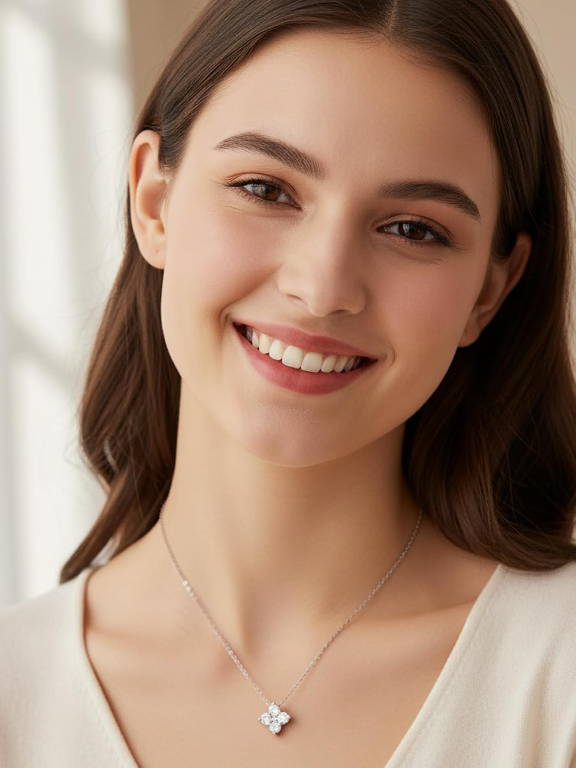 CYW Moissanite Cute Small Pendant Necklace for Women Teen Girls, Authentic Solid 925 Sterling Silver, 16"/18"/20" Chain Adjustable, Birthday Valentines Christmas Ideal Gift - Image 2