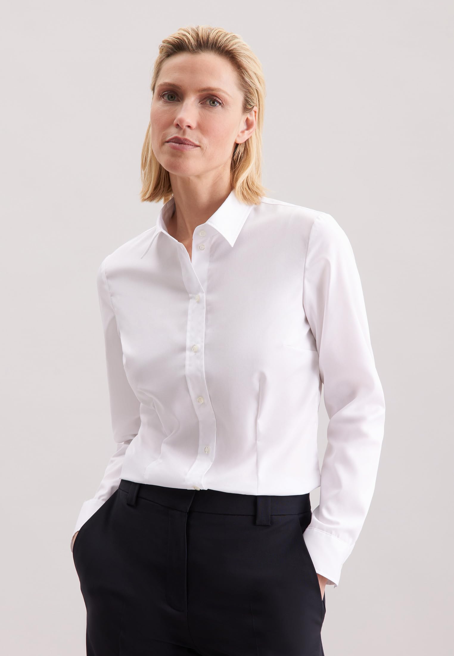 Seidensticker Chemisier pour Femme - Chemisier - Body - sans Repassage - Coupe Slim - Manches Longues - Uni - Stretch