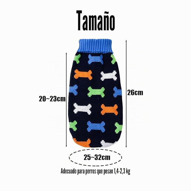 Foto 2 de 6 de CHROMACRAFT Suéter De Punto para Cachorros, Suéter con Patrón De Huesos, Chaleco De Punto Suave