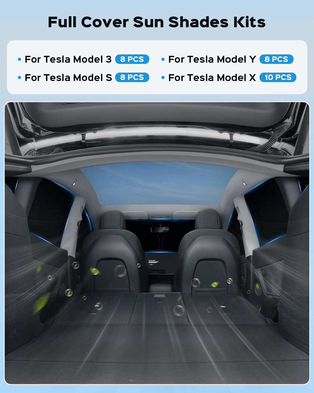 Parabrisas de 8 Piezas para Tesla Model Y (2020-2024), Parasol Delantero y Trasero, Visera Parasol, Accesorios con Aislamiento térmico para Model Y