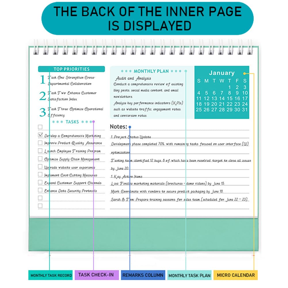 Calendario Da Tavolo 2026-2027 18 Mesi | Design Floreale Con Carta Spessa, 205x178 Mm, Per Casa E Ufficio