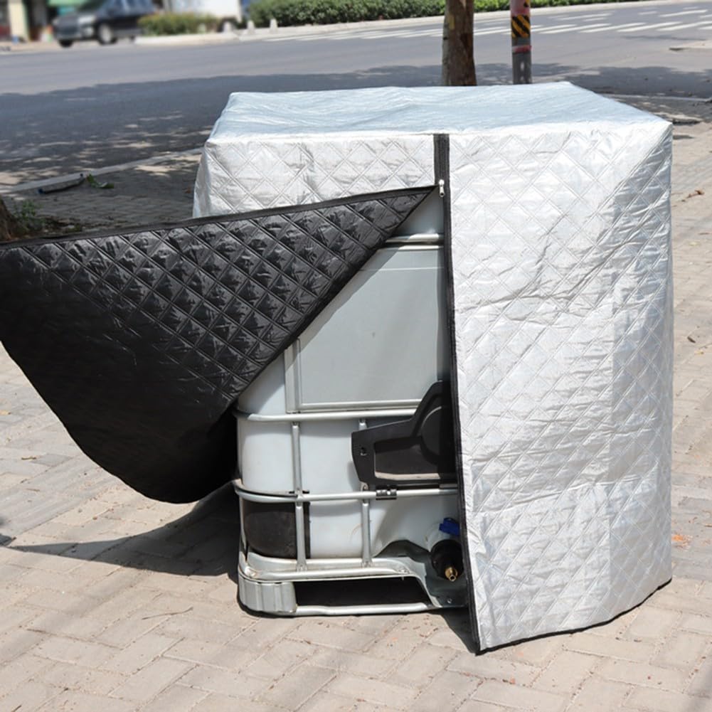 IBC Cubierta para tanque de 1000 L, chaqueta de aislamiento térmico a prueba de heladas con protección UV, envoltura de contenedor de agua Oxford 420D para protección contra el clima de invierno