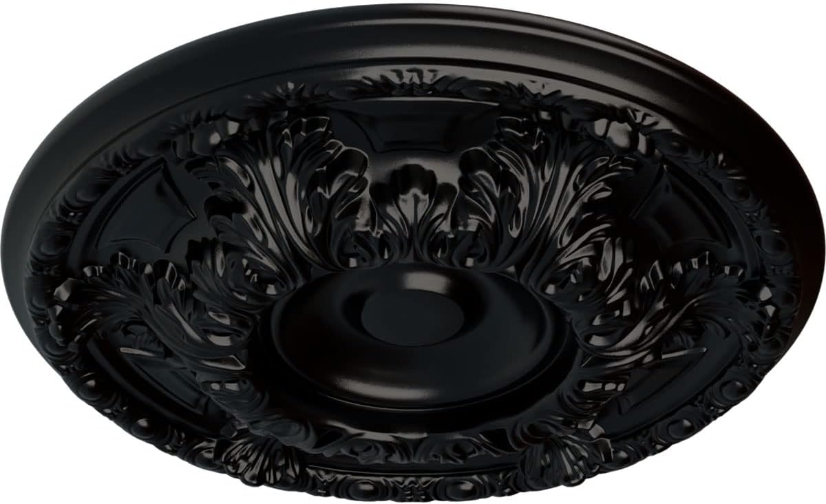 Ekena Millwork CM19GABLF Granada Ceiling Medallion, Jet Black