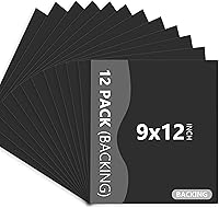 Vista 15 de Somime Paquete de 12 alfombrillas de respaldo solamente - 8x8 alfombrillas negras sin cortar, tablas de respaldo sin ácido, ideal