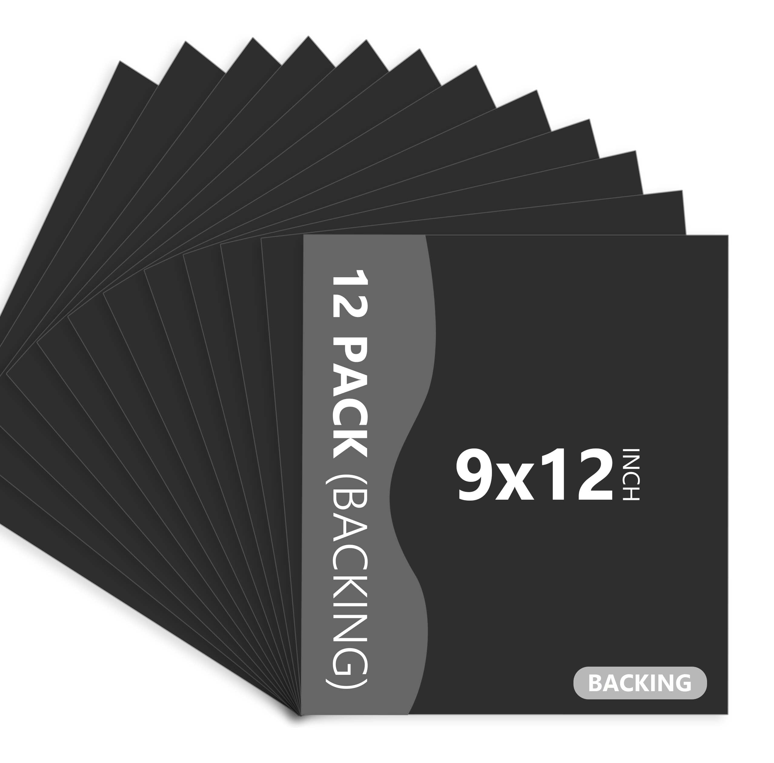 Amazon.com: Somime 12 Pack Backing Boards Only - 9x12 Uncut Black Mats ...