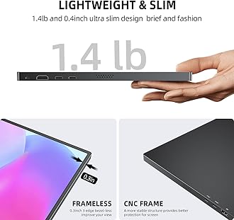 UPERFECT Portable Monitor FHD 1080P 15.6 Inch Monitor IPS Display Matte Screen, with Standard HDMI/Type-C, Support VESA, Second Display for Laptop/PC/PS/Phone, with Smart Cover