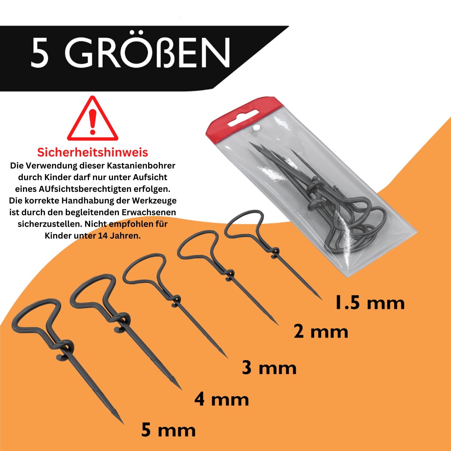 OUDQFCJ Kastanienbohrer 5er Set - Handbohrer Für Basteln Mit Kindern