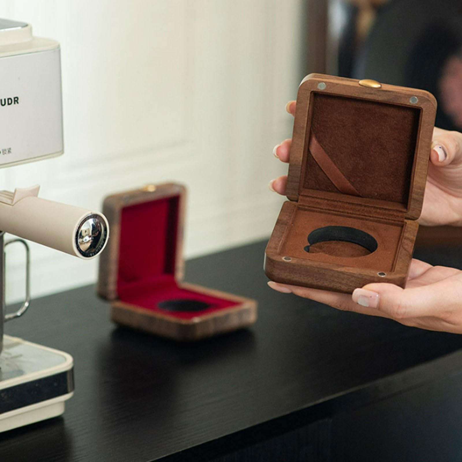 Scatola Portamonete in Legno massello da 4 Pezzi con Scomparto Rotondo for Monete antiche