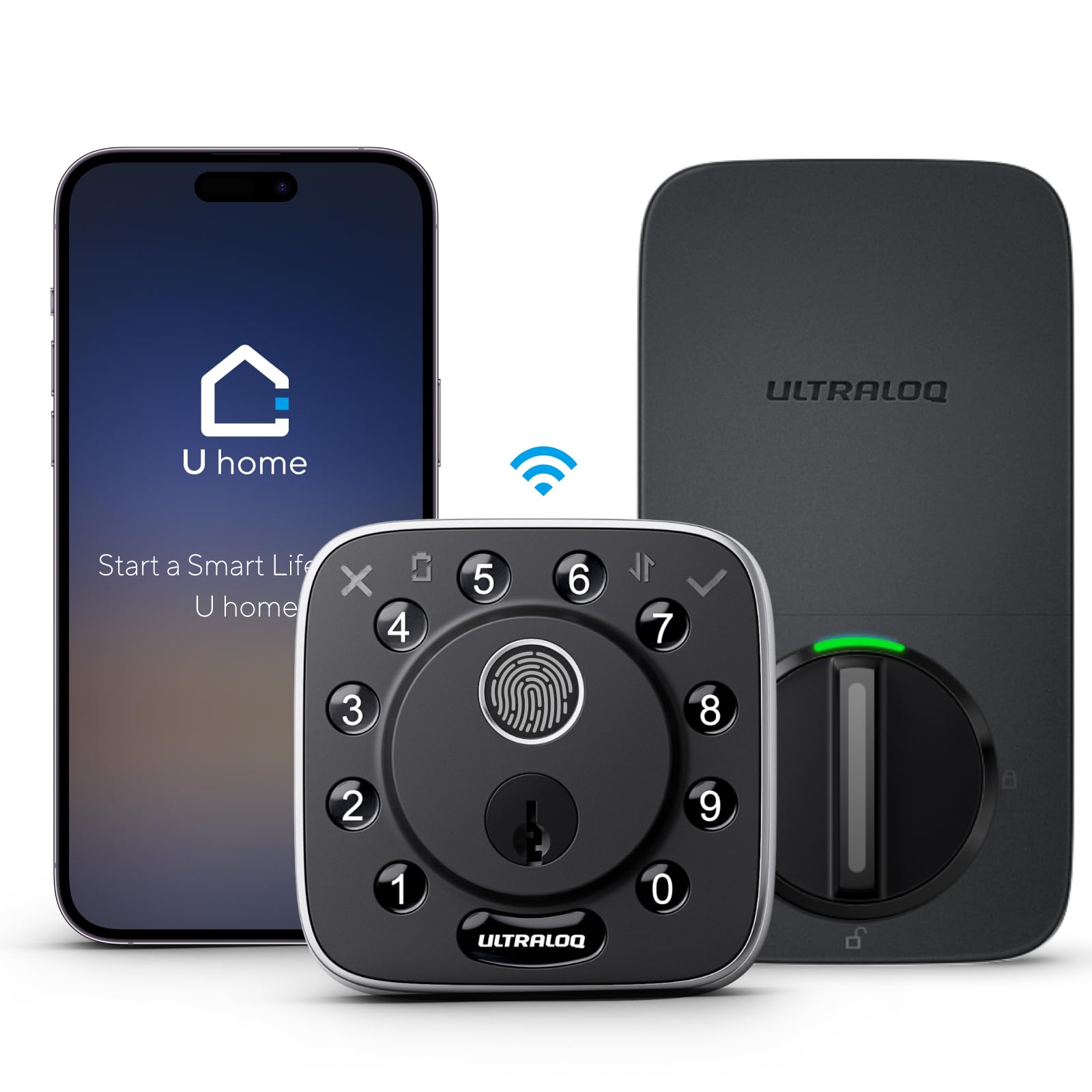 ULTRALOQBolt Fingerprint Smart Lock with Door Sensor, Built-in WiFi Smart Locks for Front Door, Biometric Smart WiFi Deadbolt, Auto Unlock, 10 Months Battery, IP65 Waterproof, BHMA Grade AAA