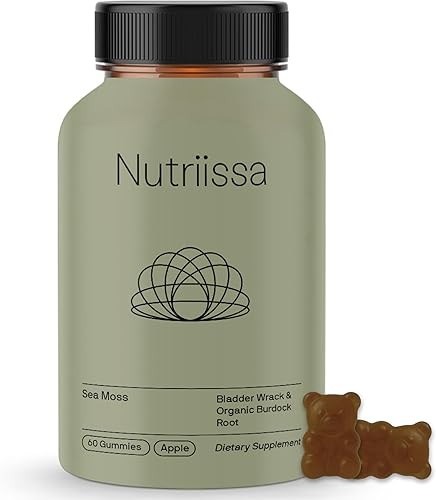 Nutriissa Seamoss Gummies – Mezcla de musgo marino irlandés y vejiga para bienestar general – Certificado EPEB para pureza y potencia – 60 gomitas
