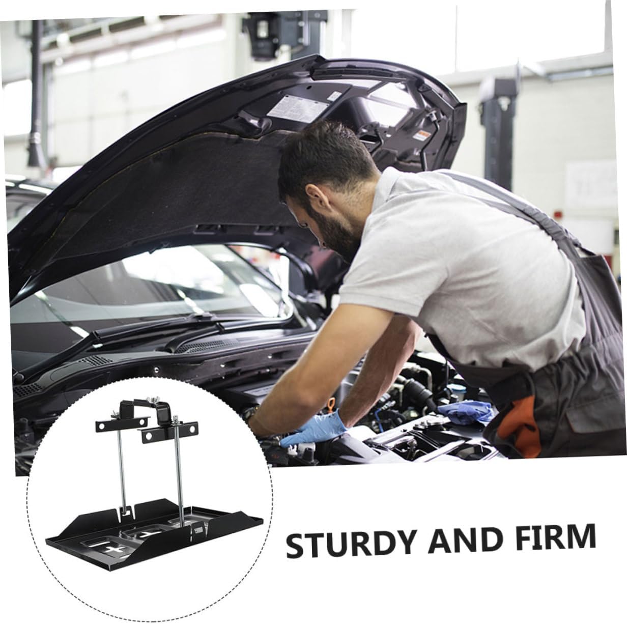 1Sets Adjustable Battery Tray Holder Car Boat Battery Mounting Brackets with Complete Hardware Kit for and Easy Installation Compatible with Various