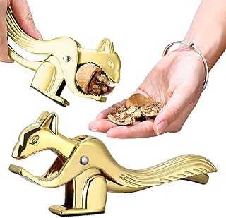 Nut Cracker, Squirrel Shape Zinc Alloy Nut Walnut Pliers, Multifunctional Nut Walnut Pliers, Heavy Duty Walnut Cracker, Metal Nutcracker Pecan Plier, Opener Tool, Shell Remover Tool (Gold)