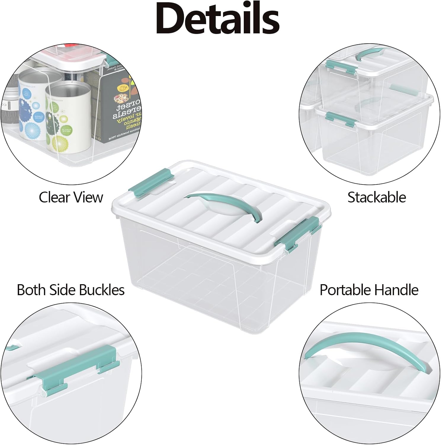 Kiddream 8 Packs 14 Quarts Plastic Storage Box with Lid, Clear Storage Bin with Handle