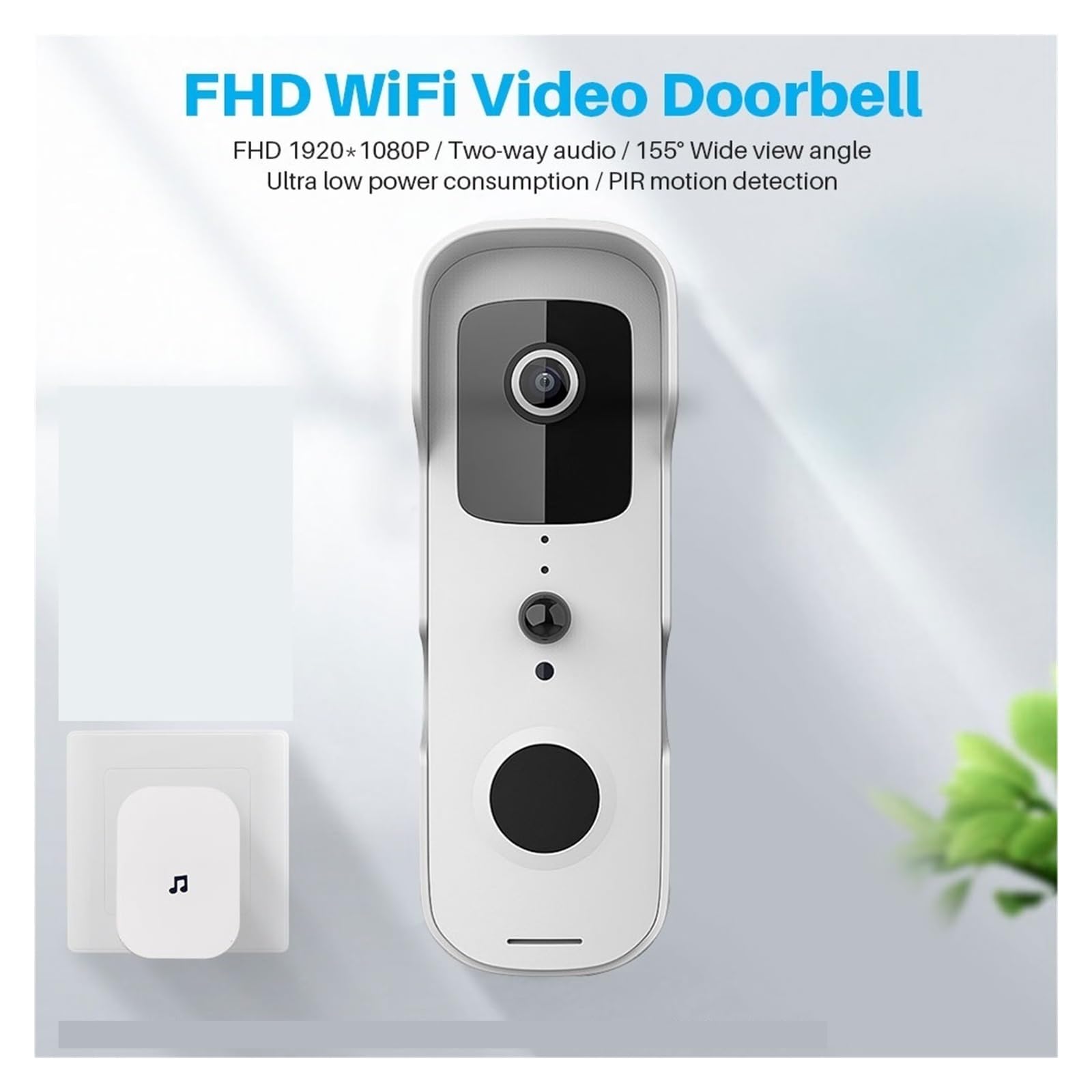 Sonnette Vidéo Intelligente sans Fil WiFi 1080P Interphone Vidéo Sonnette Audio Bidirectionnelle(Color:Option 5)