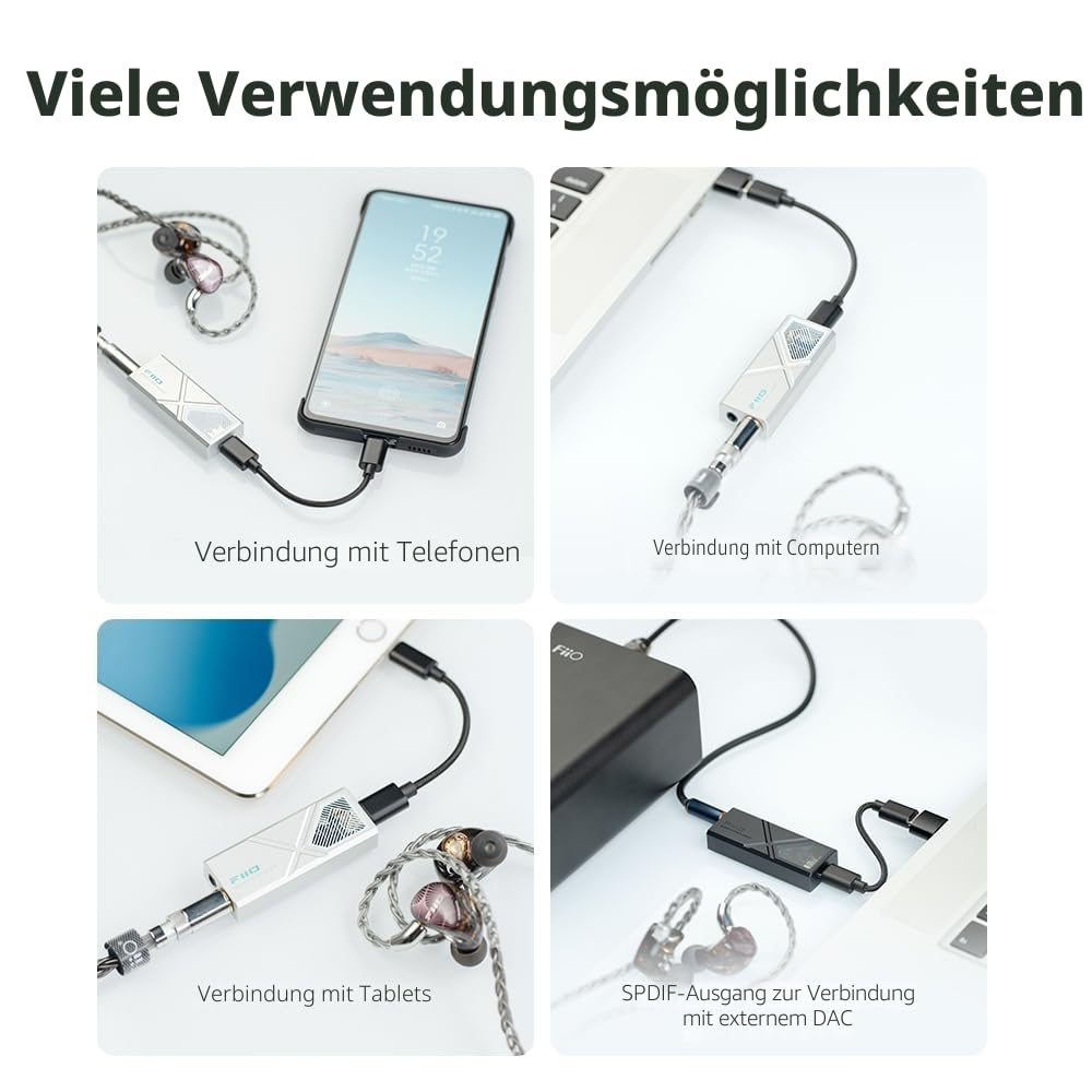 FiiO KA13 Tragbarer Dual-DAC-Verstärker 3,5 mm 4,4 mm Ausgänge Silber