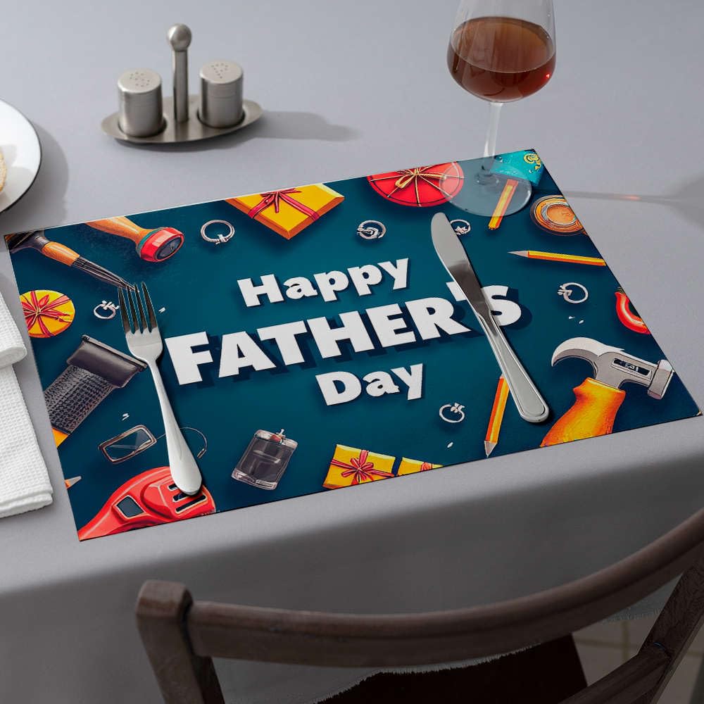 Sets de table Happy Father's Day rose lavables | Lot de 6 pièces pour repas
