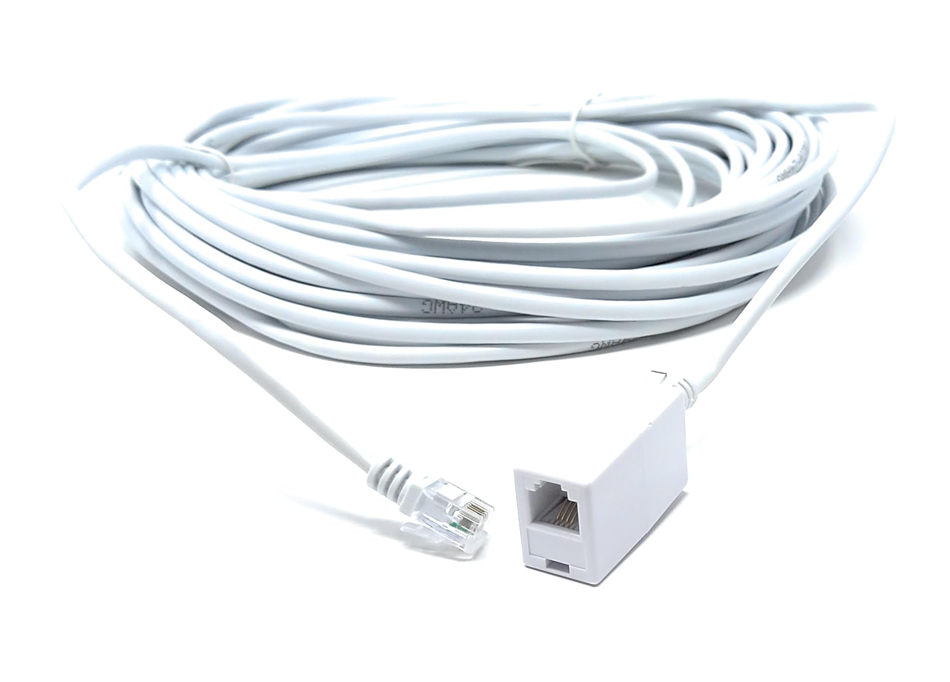 DRUT 15m RJ11 to RJ11 ADSL 2+ Male to Male Cable with Female Coupler, BT Telephone, Broadband, Modem Extension Lead - Image 2