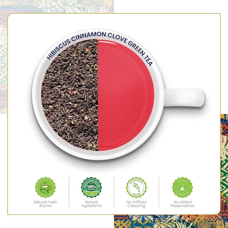 Image of Hibiscus Green Tea 100g With Mystical 7 Flavour Teabags (21 Bags) Combo pack| Premium LooseLeaf Blend with Cinnamon, Clove & Green Tea| Pure Natural Hibiscus Tea leaves| Supports Weight,Hair Regrowth