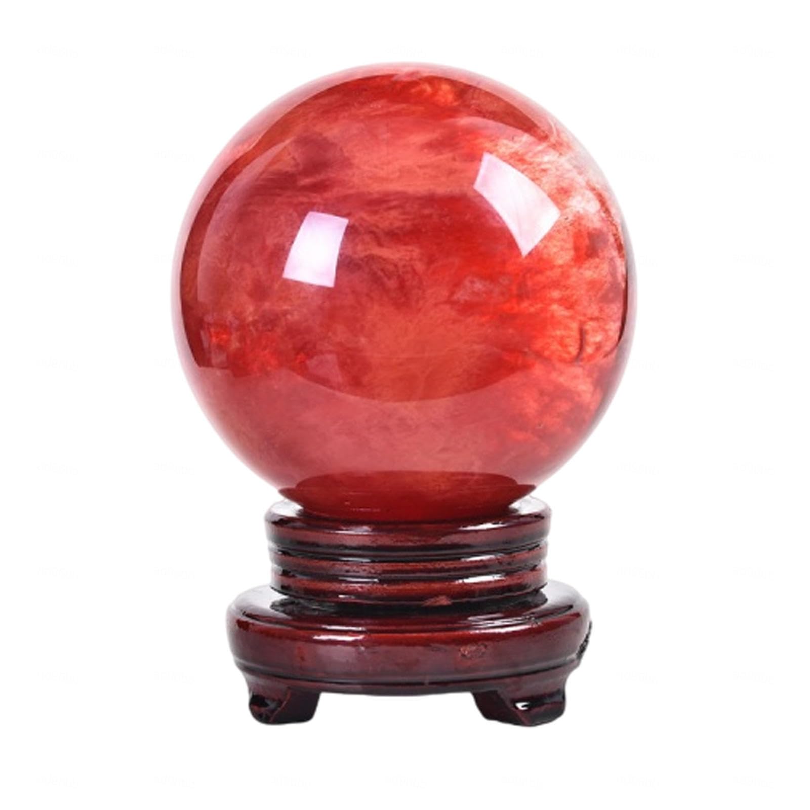 Sfera Di Cristallo Di Quarzo Fuso Rosso Con Supporto | Per Meditazione E Decorazione | Diametro 80mm | Feng Shui - Foto 6