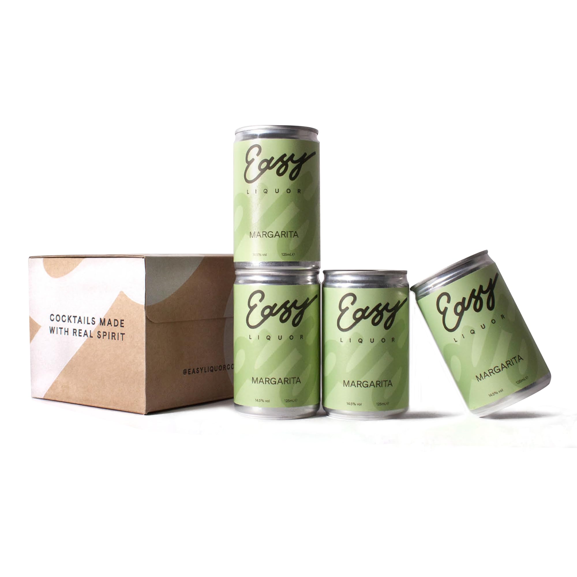 Easy Liquor: Margarita Cocktail Ready to Drink Cans - 14.5% ABV - Premium mix of Tequila, Lime, Grapefruit Bitters - (4x 125ml) - Perfect for Parties & Gatherings