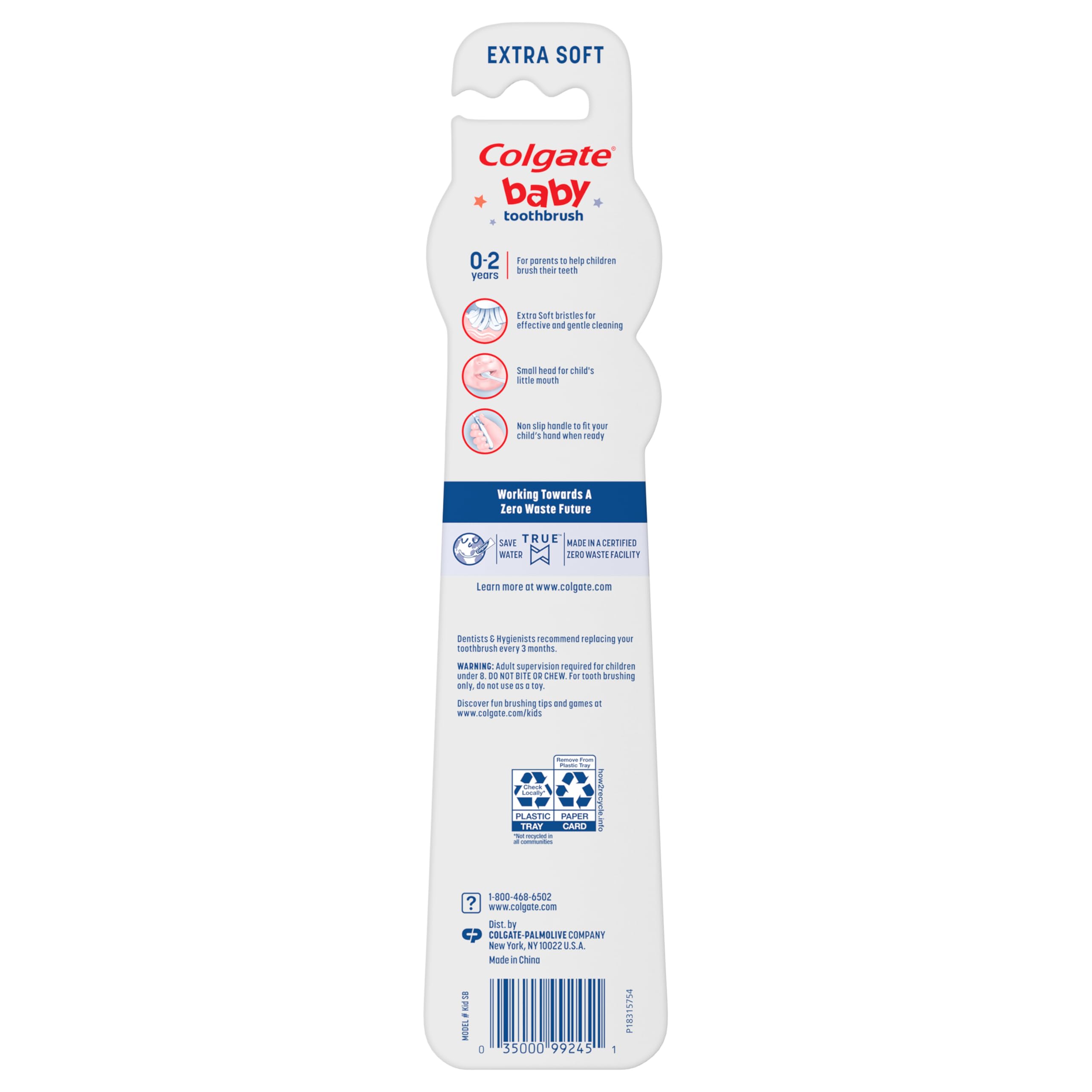 Colgate My First Baby and Toddler Toothbrush, Extra Soft Infant Training Toothbrush, Ages 0-2, 6 Count