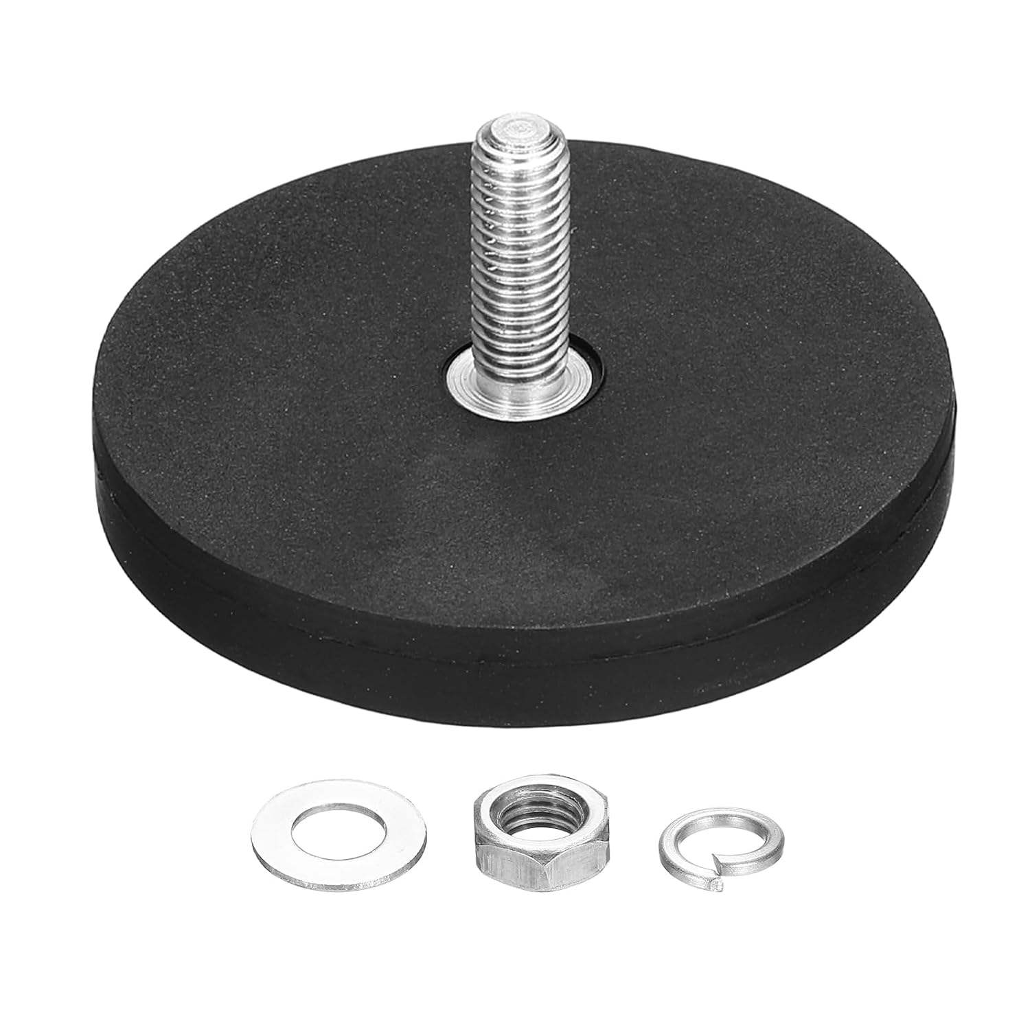 MECCANIXITY 1.7" Dia Rubber Coated Magnets, 19LBS Anti-Scratch Flag Magnet Base with M5 Male Threaded Studs and Nut Magnets Holder for Camera Light Bar Mirror Tool