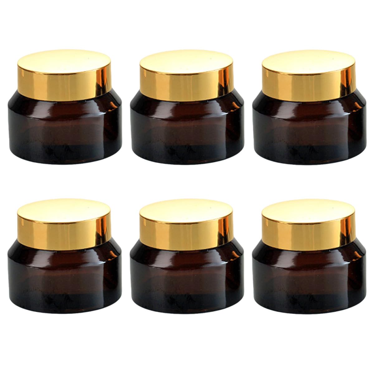 PACKOVE 6pcs Flacons de Crème en Verre 50ml Rechargeables et Portables pour Cosmétiques, Bouteilles Étanches pour Voyage et Camping
