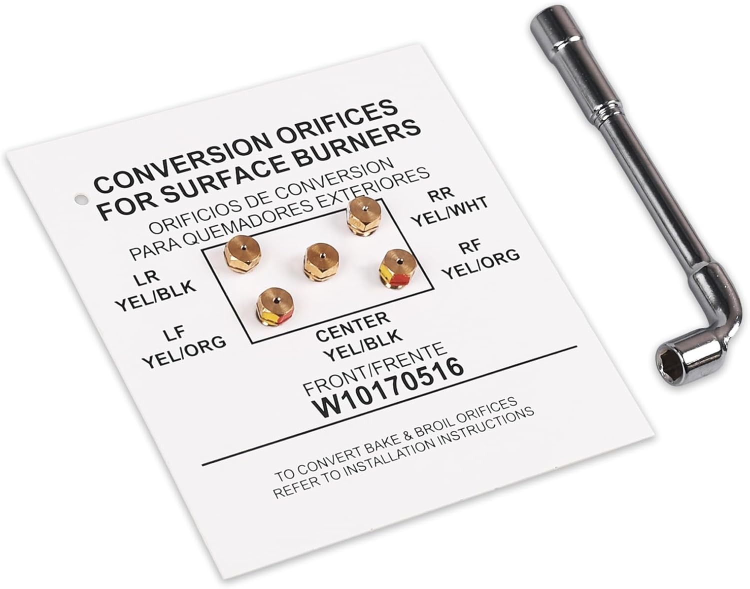W10170516 WPW10170516 LP Conversion Kit Compatible with Whirlpool Maytag KitchenAid Gas Ranges Replace AP6016210 5-Piece Orifice Spud Set with Installation Tool for Converting Natural Gas to Propane