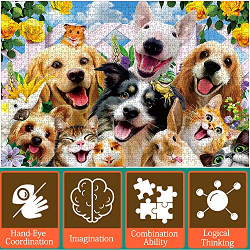 1000 PCS Dog Jigsaw Puzzles for Adults & Kids - Puppy Assembling Toy Gifts for Stimulating Imaginations