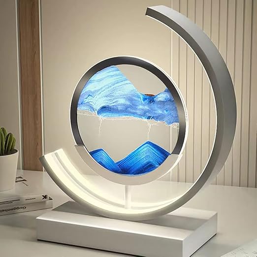 Ereno Sands Of Time Lamp, Bewegend Zand Art Foto Rond Glas 3D Deep Sea Sandscape In Motion Display Vloeiend Zand Frame Met LED-lamp Ontspannen Desktop Home Decor En Office (kleur: A, Maat: Remote cont photo 2